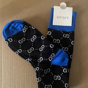 Gucci Black and Blue Logo Socks